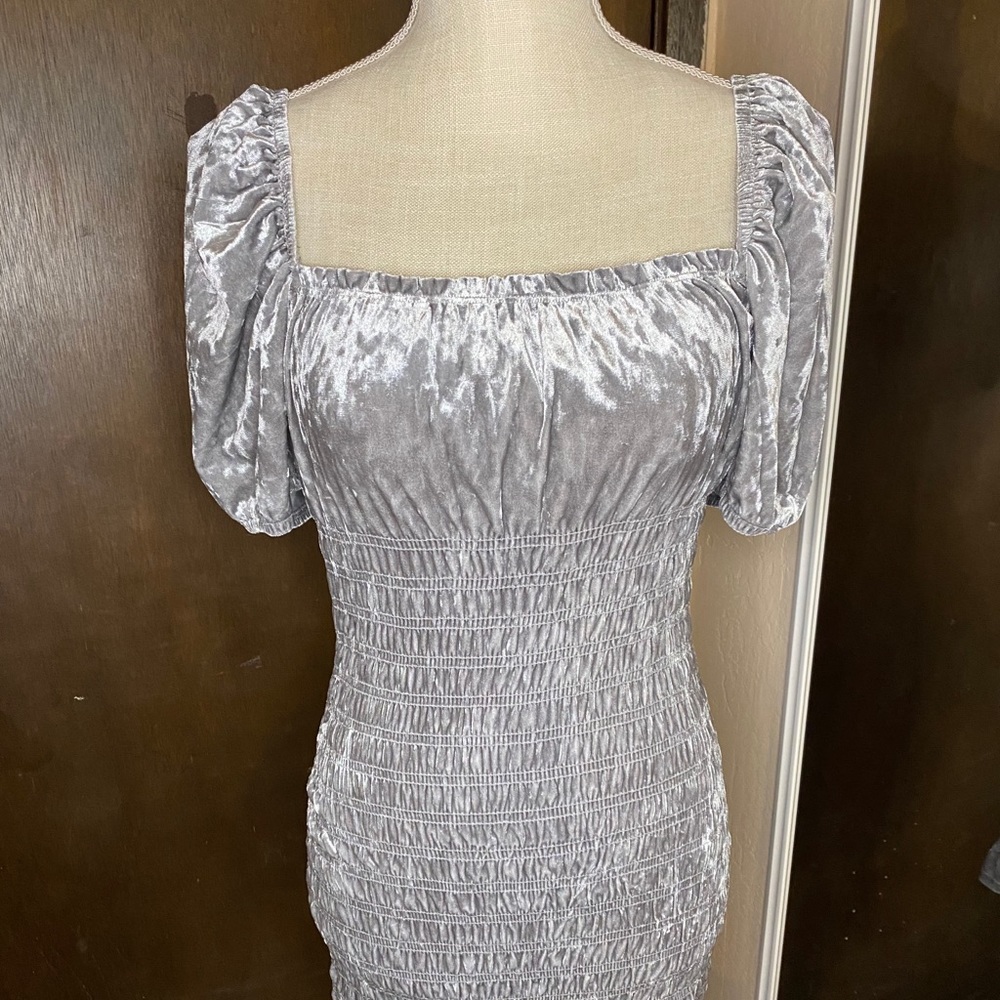 Smocked velour dress